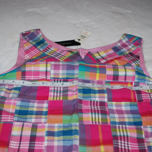 🌈 New With Tags! Talbots Madras Patchwork Dress - Size 12P 🌈 - Picture 11 of 16